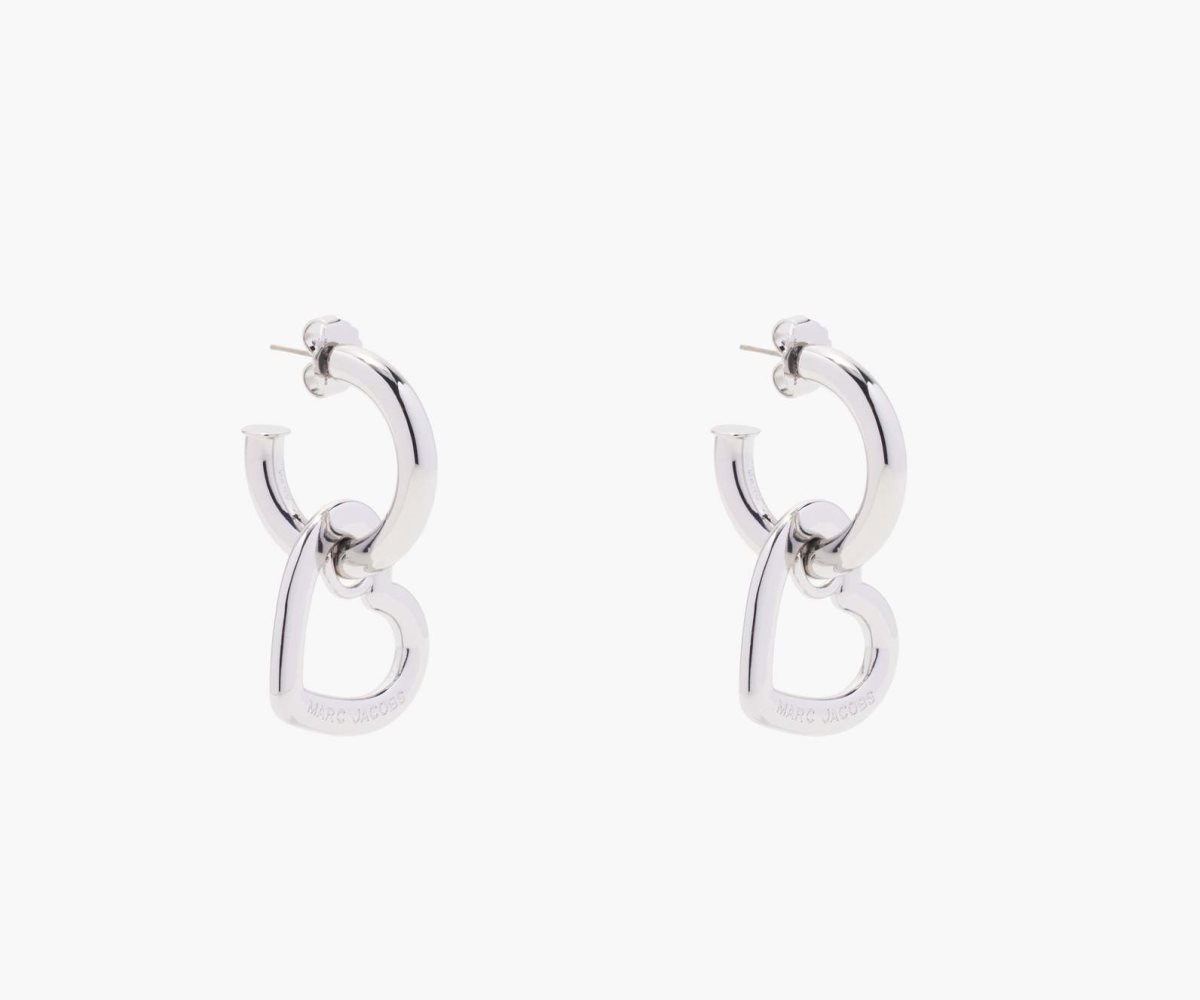 Marc Jacobs Charmed Double Heart Hoops Argent | DZVNWR-617