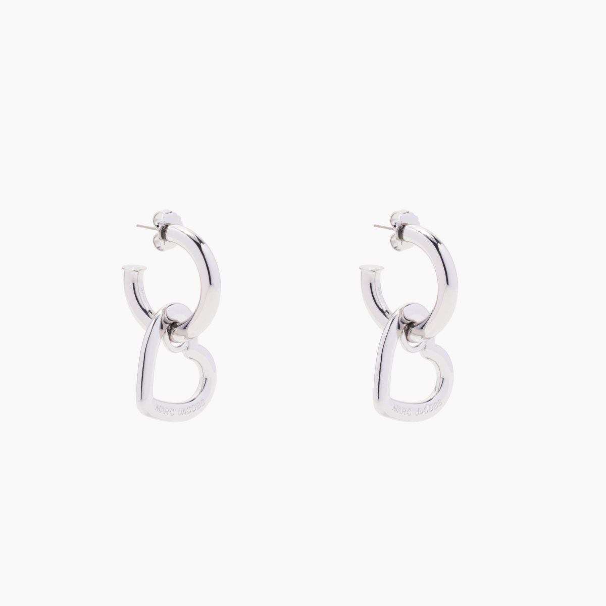 Marc Jacobs Charmed Double Heart Hoops Argent | DZVNWR-617