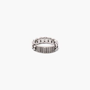 Marc Jacobs Barcode Monogram ID Chain Ring Argent | JCPEXK-329